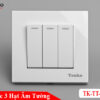 Công tắc 3 hạt âm tường mặt nhựa màu trắng