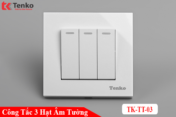 Công Tắc Âm Tường 3 Nút Tenko TK-TT-03 – Đế Vuông
