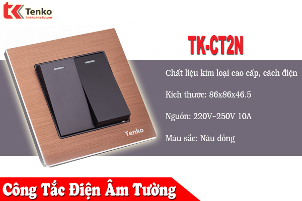 Công Tắc Điện Âm Tường Mặt Hợp Kim Cao Cấp Giá Rẻ | TK-CT2N