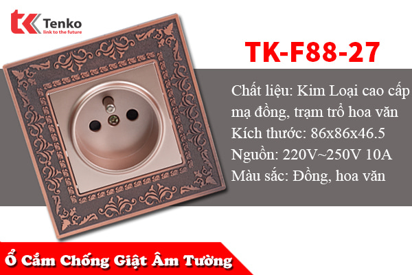 Ổ Cắm Điện Chống Giật Âm Tường Chuẩn Đức TK-F88-27