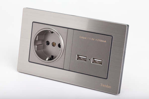 Ổ cắm chìm chuẩn Đức Tích Hợp 2 cổng USB TK-F71B-108