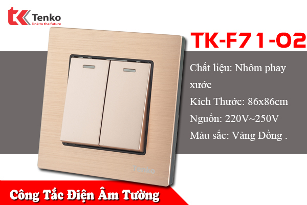 Công Tăc Điện Âm Tường 2 Nút Kim Loại Xước TK-F71-02