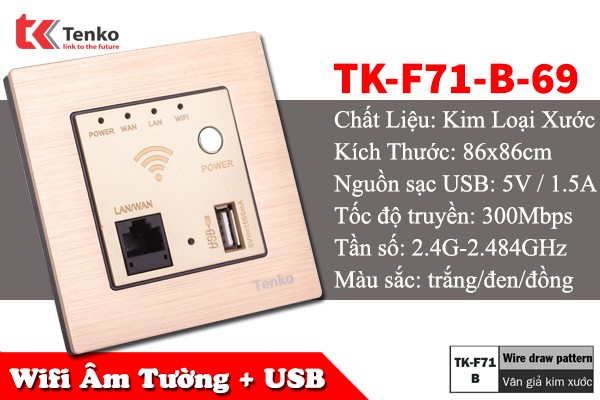 Mặt Wifi Âm Tường + USB Chuẩn N 300mbps TK-F71-B-69