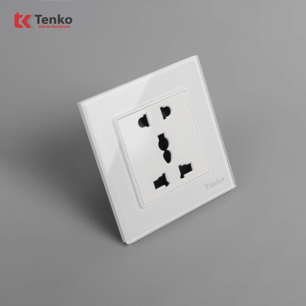Ổ Cắm Điện Âm Tường Mặt Kính Cường Lực Cao Cấp TK-F71-D-18 Trắng