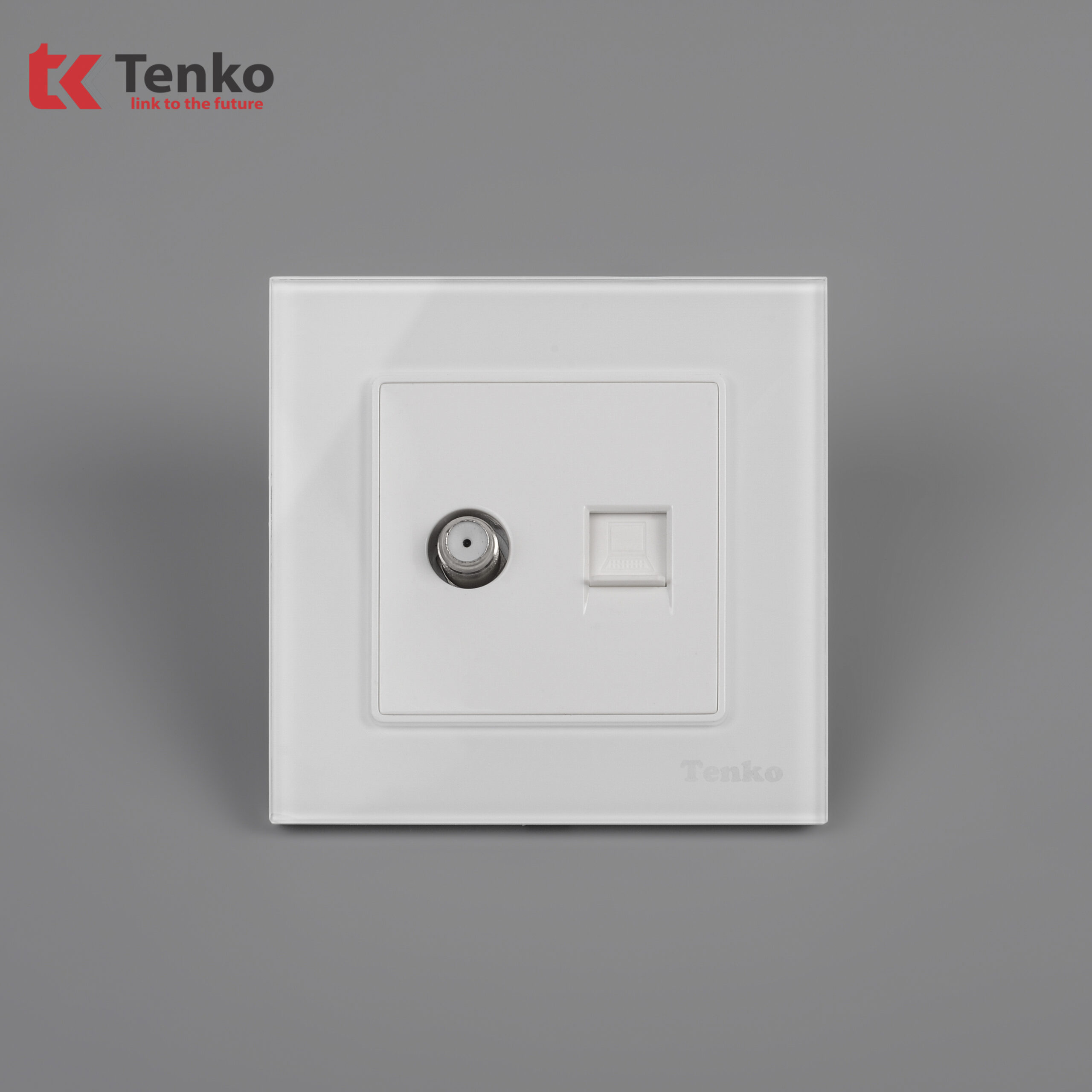 Ổ Cắm Cáp Đồng Trục Và Mạng(LAN) Mặt Kính Cường Lực TK-F71D-51 Trắng