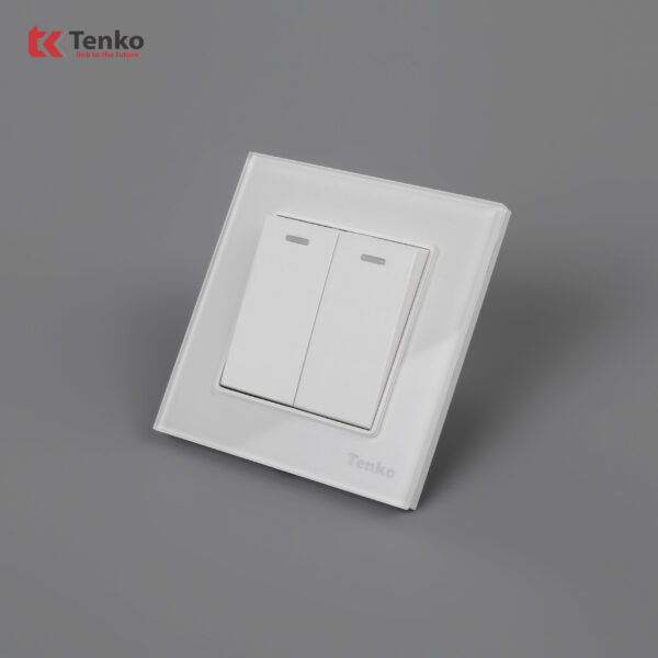 Công Tắc Âm Tường 2 Nút Mặt Kính Cường Lực TK-F71-D-02 Trắng