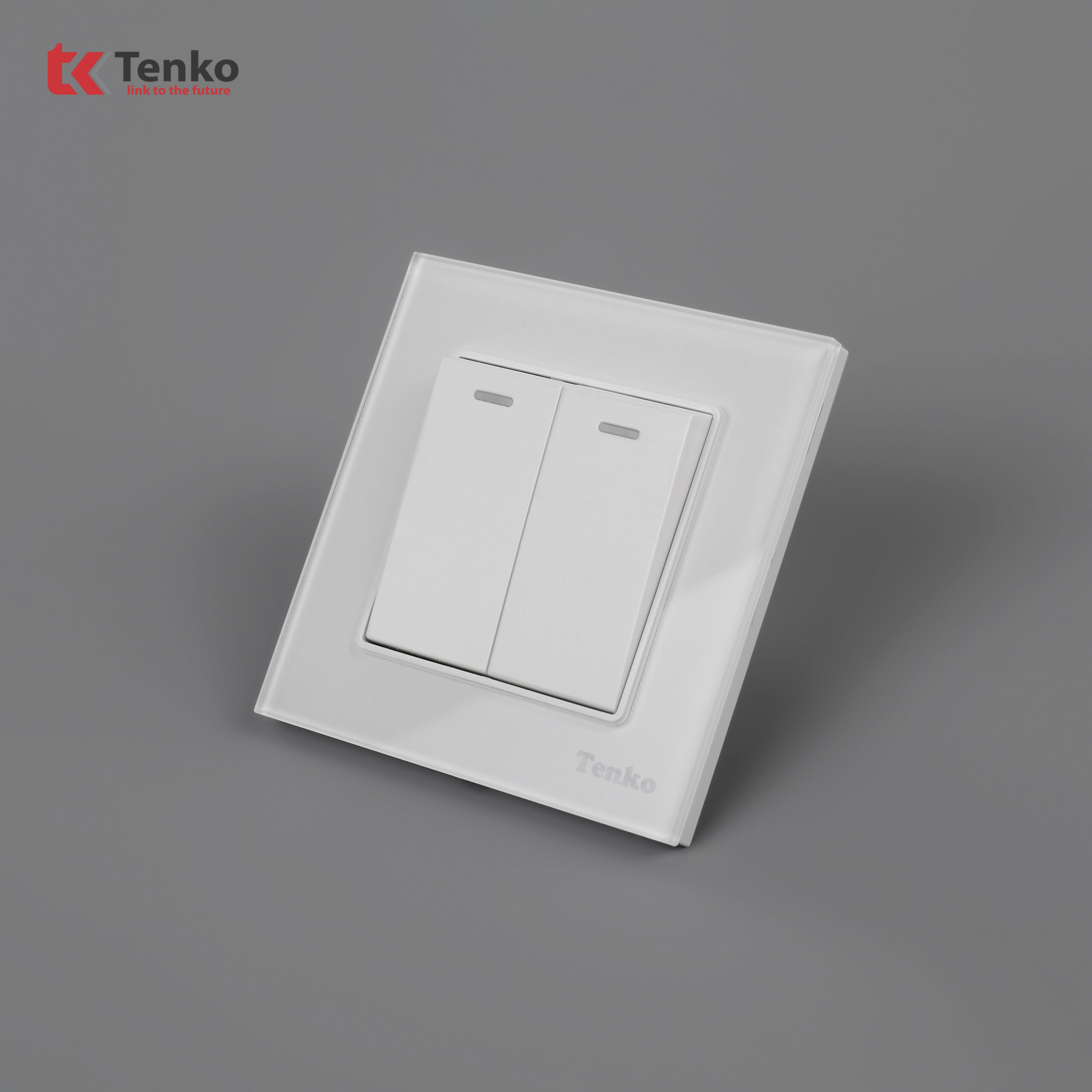 Công Tắc Âm Tường 2 Nút Mặt Kính Cường Lực TK-F71-D-02 Trắng