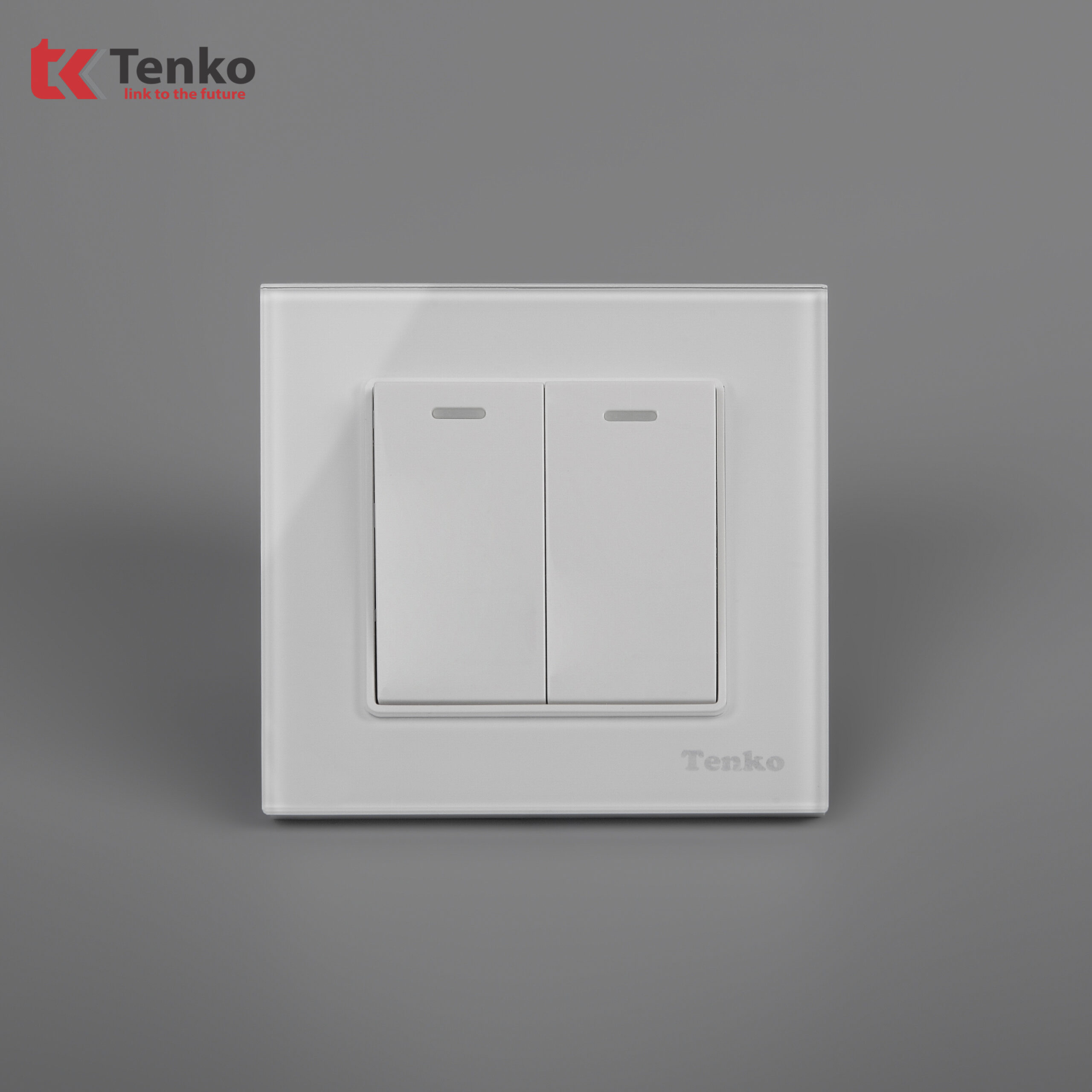 Công Tắc Âm Tường 2 Nút Mặt Kính Cường Lực TK-F71-D-02 Trắng