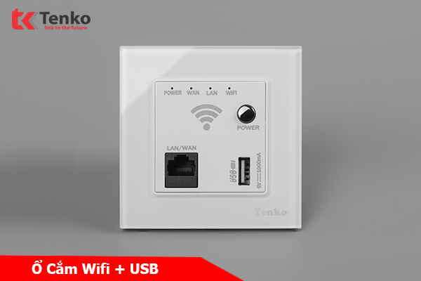 WIFI Âm Tường Mặt Kính Cường Lực Tích Hợp Cổng USB 300mbps TK-F71-D-69 Trắng