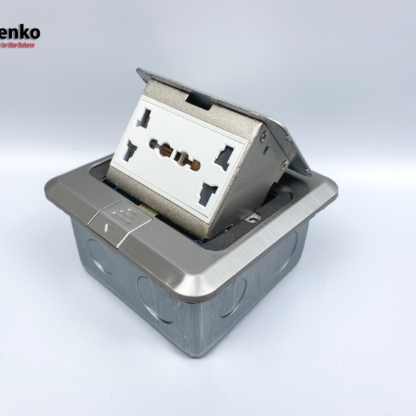 Ổ Cắm Điện Âm Sàn 3 Chấu Trắng Bạc Tenko TK-J02-13 Sliver