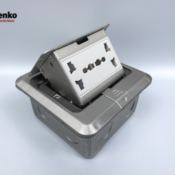 Ổ Cắm Điện Âm Sàn 3 Chấu Trắng Bạc Tenko TK-J02-13 Sliver