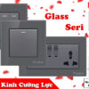 công tắc ổ cắm vuông mặt kính cường lực cao cấp tenko tk-f71-d màu xám