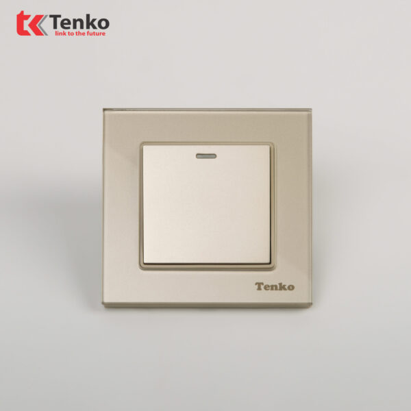 Công Tắc Điện Vuông Mặt Kính Cường Lực Chống Xước Tenko TK-F71D-01 Vàng