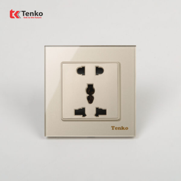 Ổ Cắm Điện Âm Tường Mặt Vuông Kính Cường Lực TK-F71D-18 Vàng
