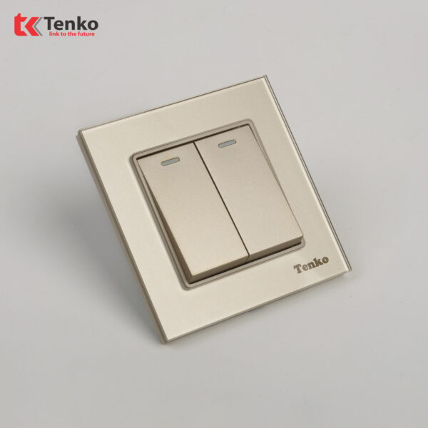 Công Tắc Âm Tường Mặt Kính Cường Lực Chống Xước Tenko TK-F71D-02 Vàng