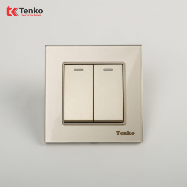 Công Tắc Âm Tường Mặt Kính Cường Lực Chống Xước Tenko TK-F71D-02 Vàng