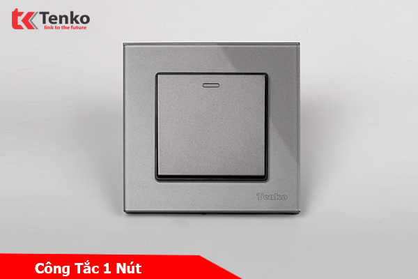Công Tắc Điện Mặt Vuông Kính Cường Lực Chống Xước Tenko TK-F71D-01 Xám