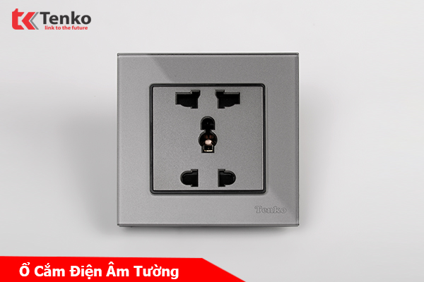 Ổ Cắm Điện Âm Tường Vuông Mặt Kính Cường Lực TK-F71D-18 Xám