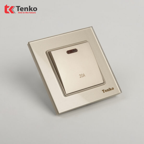 Công Tắc 20A Cho Bình Nóng Lạnh Điều Hòa Mặt Kính Cường Lực TK-F71D-87 Vàng