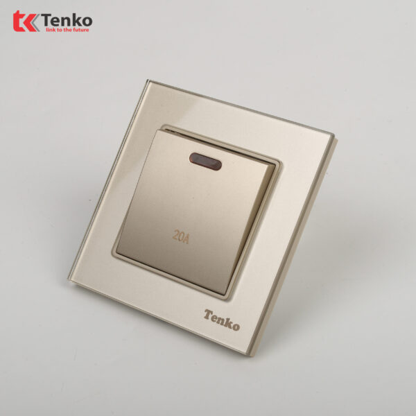 Công Tắc 20A Cho Bình Nóng Lạnh Điều Hòa Mặt Kính Cường Lực TK-F71D-87 Vàng