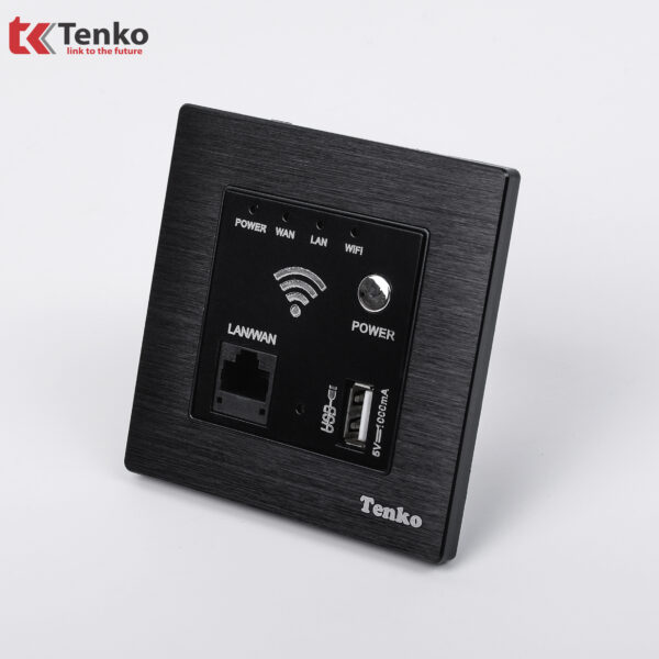 Bộ Phát WIFI Âm Tường Mặt Nhôm Phay Xước Tenko TK-F71-B-69 Màu Đen