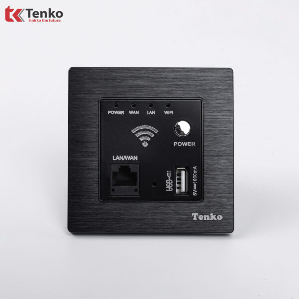 Bộ Phát WIFI Âm Tường Mặt Nhôm Phay Xước Tenko TK-F71-B-69 Màu Đen