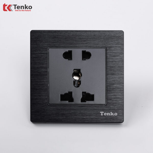 Ổ Cắm Đôi 3 Chấu Âm Tường Mặt Nhôm Phay TK-F71-B-18 Đen