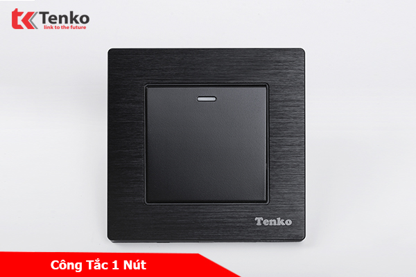Công Tắc Âm Tường 1 chiều và 2 chiều Chính Hãng Mặt Nhôm Phay Tenko TK-F71-B-01 Đen