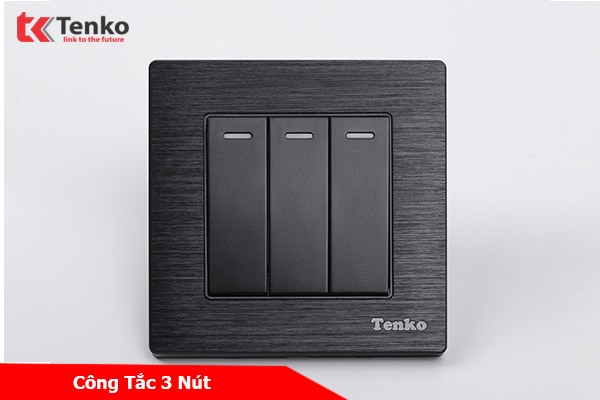 Công Tắc 3 Nút 1 Chiều Và 2 Chiều Nhôm Phay TK-F71-B-03 Đen