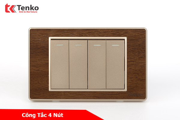 Công Tắc Điện 4 Hạt Vân Gỗ Âm Tường Thương Hiệu Nhật Tenko TK-C6-04