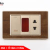 Ổ Cắm - Công Tắc 2 Cực 20A Cho Bình Nóng Lạnh - Điều Hoà Mặt Vân Gỗ TK-C6-080