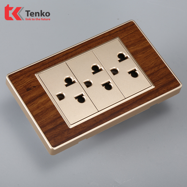 Ổ Cắm 3 Chấu Âm Tường Vân Gỗ Cao Cấp Thương Hiệu Nhật Tenko TK-C6-021