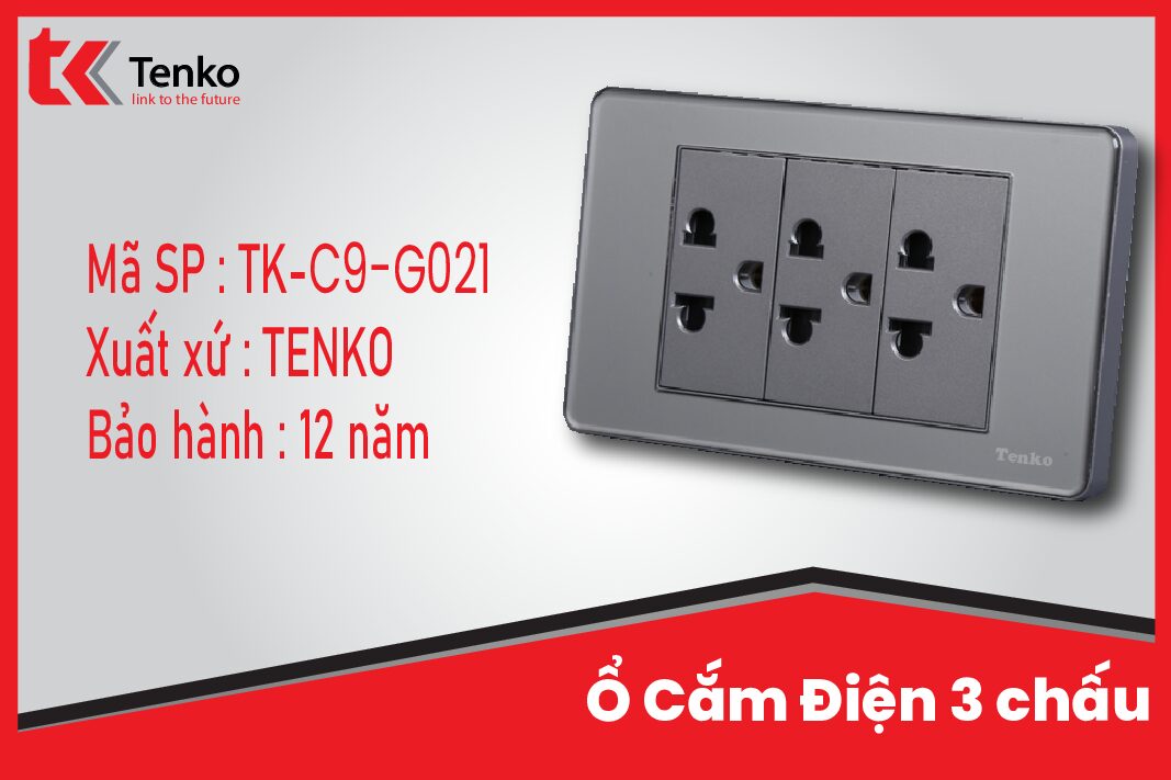 Ổ Điện 2 Chấu – 3 Slot Âm Tường Mặt Bo Viền Màu Xám Thương Hiệu Nhật TK-C9-G021