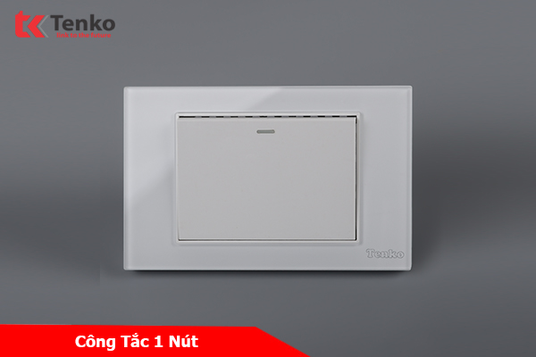 Công Tắc Điện Âm Tường Mặt Kính Cường Lực Màu Trắng TENKO TK-C18-01