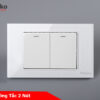 Công tắc 2 nút mặt kính cường lực màu trắng TK-C18-02