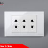 Ổ cắm 2 chấu mặt kính cường lực màu trắng TK-C18-020