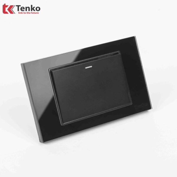 Công Tắc Điện 1 Nút Âm tường Mặt Kính Cường Lực TENKO TK-C18-01 Đen