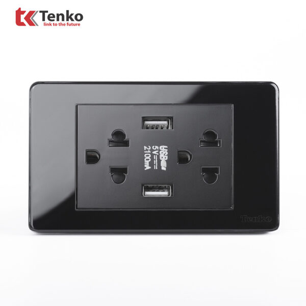 Ổ cắm Điện Có Cổng USB Sạc Âm Tường Cao Cấp TENKO TK-C9-045 ĐEN