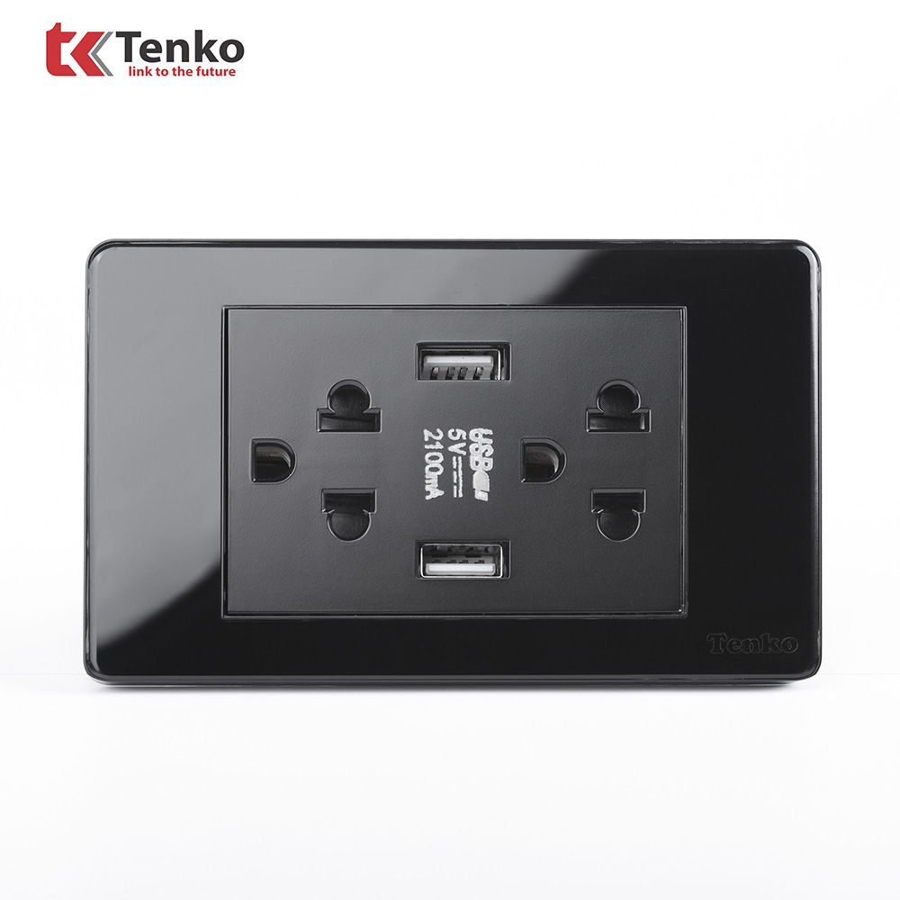 Ổ cắm Điện Có Cổng USB Sạc Âm Tường Cao Cấp TENKO TK-C9-045 ĐEN
