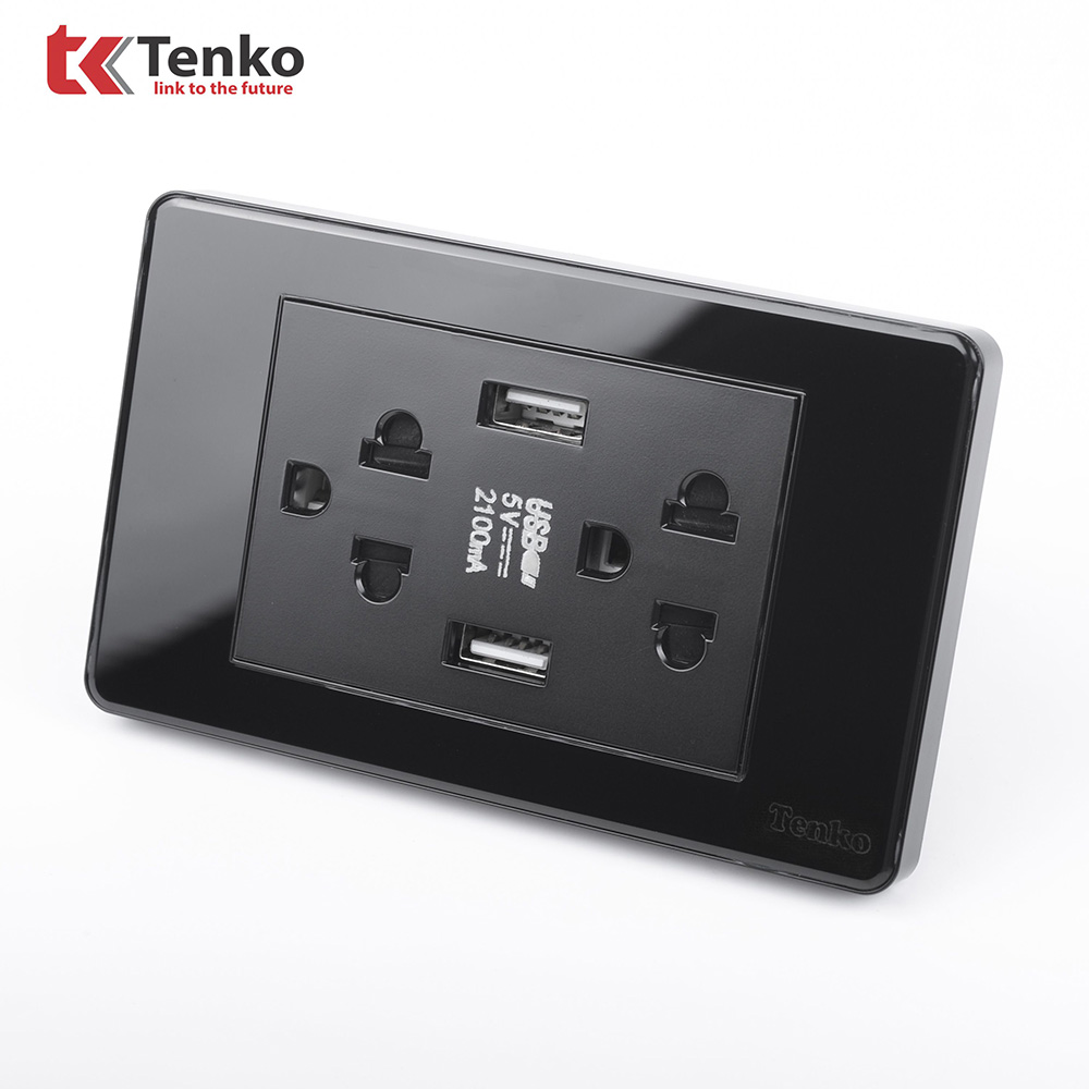 Ổ cắm Điện Có Cổng USB Sạc Âm Tường Cao Cấp TENKO TK-C9-045 ĐEN