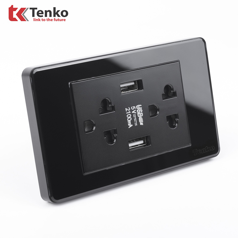 Ổ cắm Điện Có Cổng USB Sạc Âm Tường Cao Cấp TENKO TK-C9-045 ĐEN