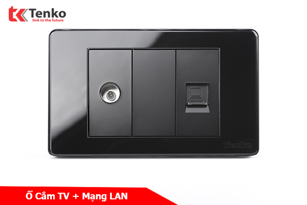 Ổ Cắm LAN và TIVI Âm Tường Cao Cấp Thương Hiệu Nhật Bản TENKO TK-C9-075 Đen
