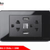 Ổ cắm đôi 3 chấu + 2 sạc USB TK-C9-045 đen