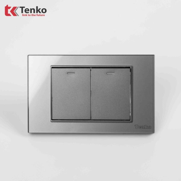 Công Tắc Điện Âm tường Mặt Kính Cường Lực Xám TENKO TK-C18-02