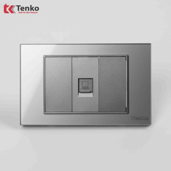 Ổ Cắm Mạng Âm tường Mặt Kính Cường Lực TENKO TK-C18-073 Xám