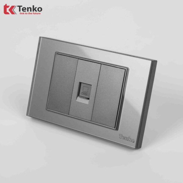 Ổ Cắm Mạng Âm tường Mặt Kính Cường Lực TENKO TK-C18-073 Xám