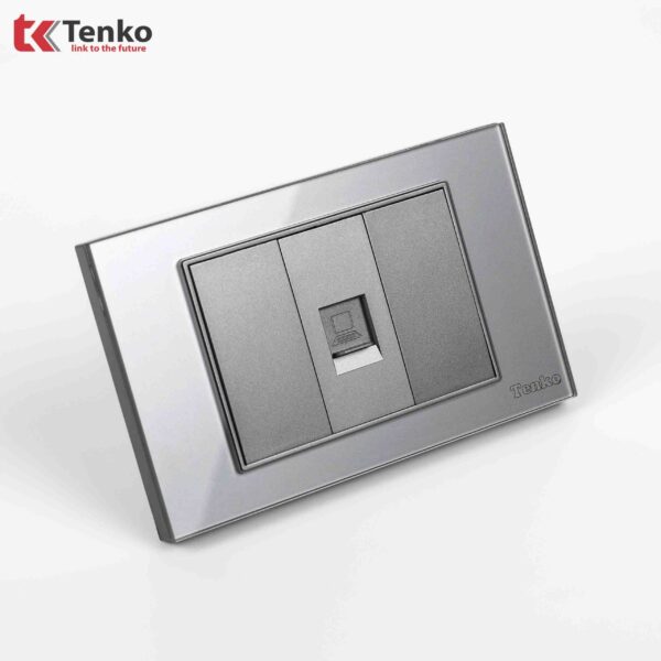 Ổ Cắm Mạng Âm tường Mặt Kính Cường Lực TENKO TK-C18-073 Xám
