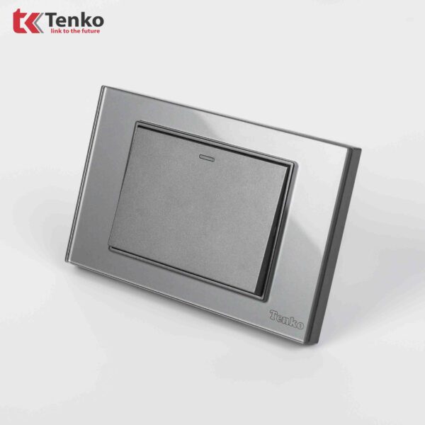 Công Tắc Điện Âm tường Mặt Kính Cường Lực Xám TENKO TK-C18-01 Xám