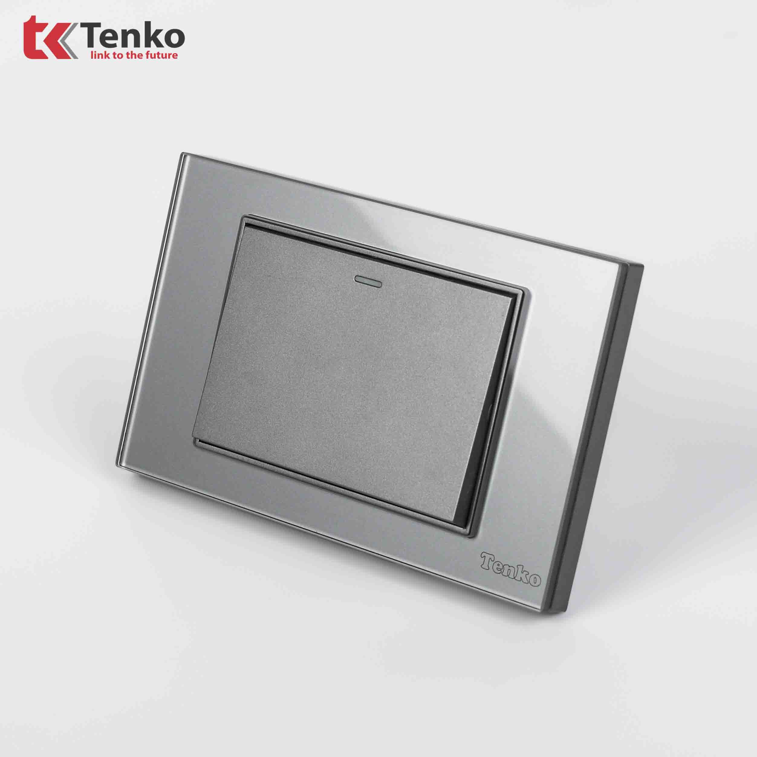 Công Tắc Điện Âm tường Mặt Kính Cường Lực Xám TENKO TK-C18-01 Xám