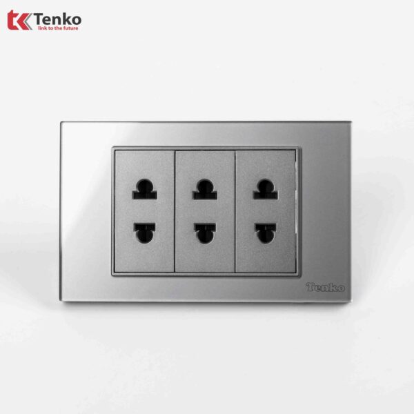 Ổ Cắm Điện Âm tường Mặt Kính Cường Lực Xám TENKO TK-C18-020